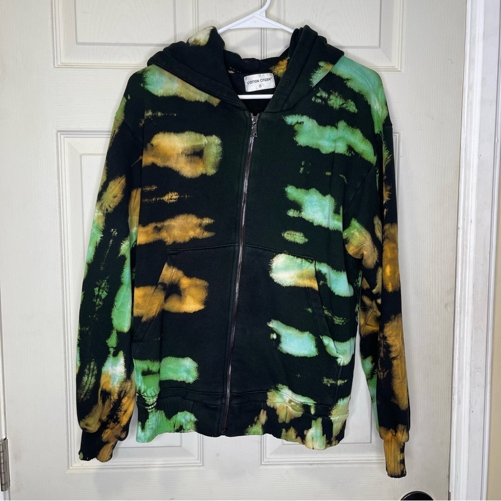 Cotton Citizen Full Zip Womens Green And Black Tie Dye Sweatshirt Sz Small